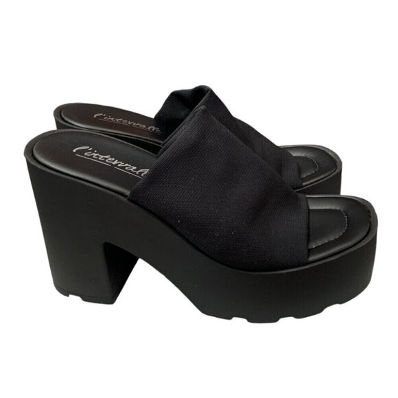 l'intervalle Jourdan Black Lycra Heels Sandals Womens 38/7.5-8 Black Y2K Italy - Picture 3 of 10